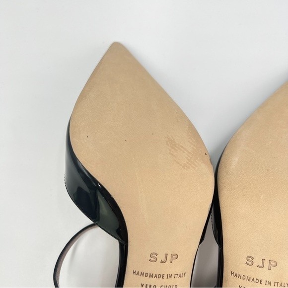 SJP Sarah Jessica Parker Size 40.5 10.5 Black Patent Leather Pump Heels Shoes - Picture 10 of 15